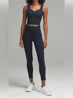 Like New Lululemon Wunder Train High-Rise 25” Tights in Navy with Ankle Slits